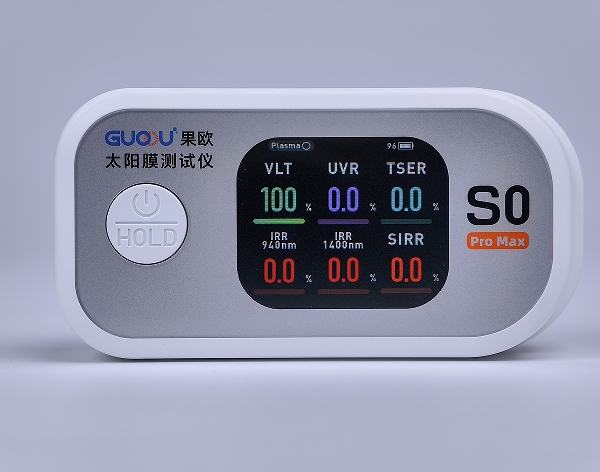 GUOOU S0 ProMax Portable Solar Film Transmission Meter with UVR/IRR/VLT/TSER/SIRR/SHGC/SC Parameters with 2.01 Inches Color Screen